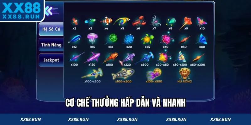Cơ chế thưởng bắn cá XX88 hấp dẫn 
