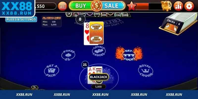 Các hành động khi chơi game bài Blackjack 