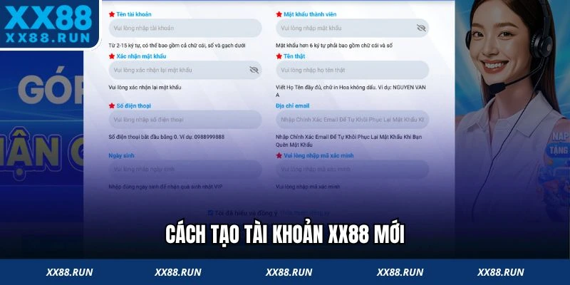 Cách tạo tài khoản XX88 mới